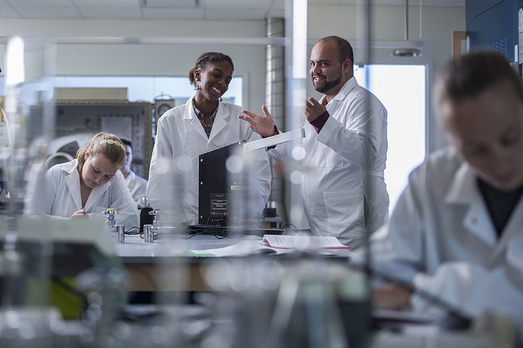 Students in a biochemistry lab