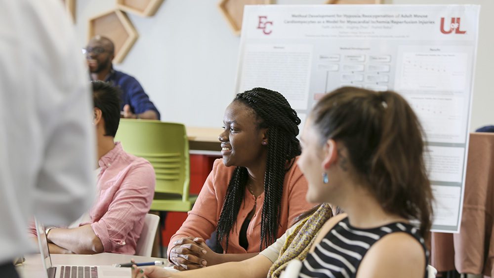 Female engaged in entrepreneurship presentation