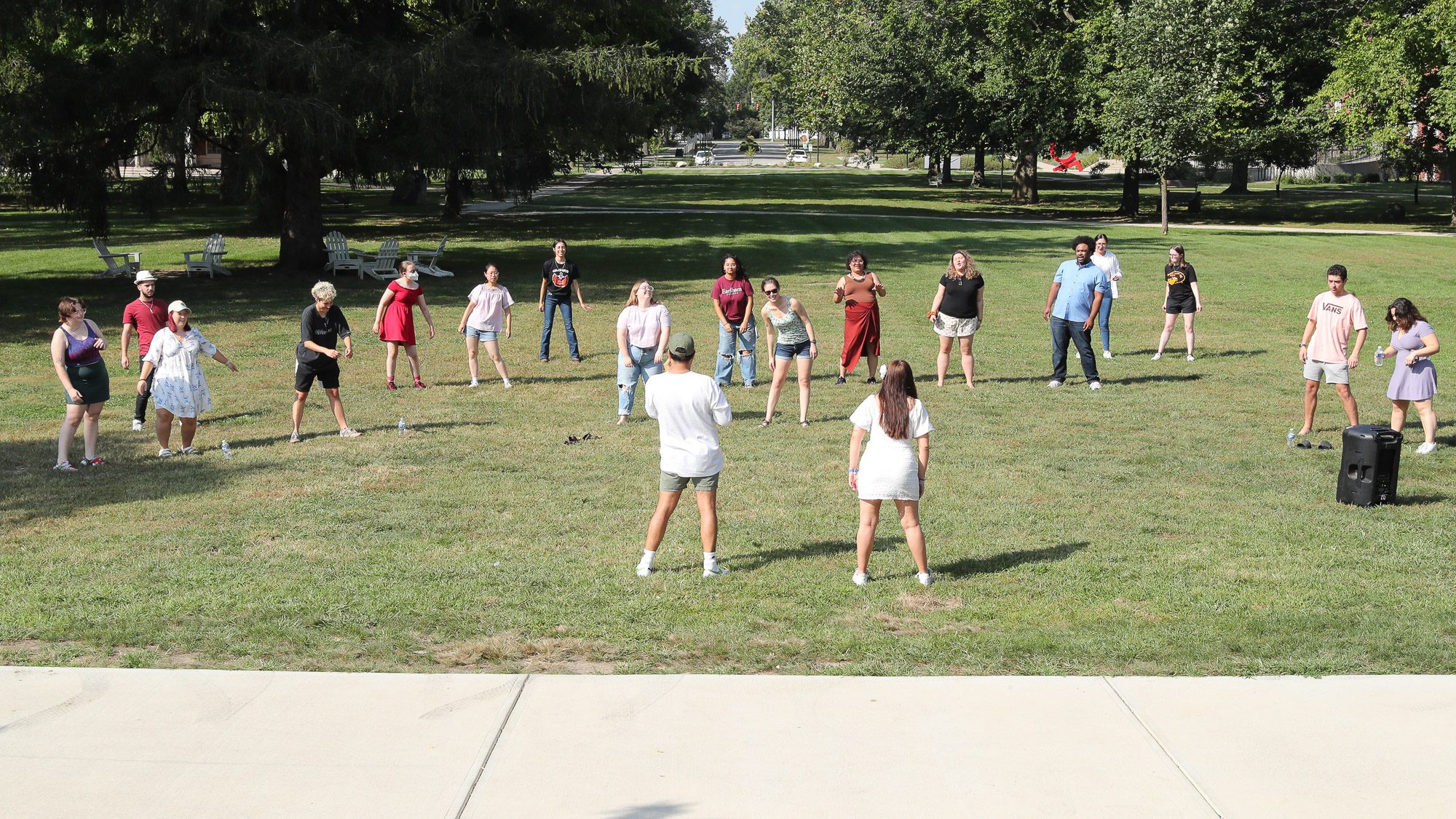 Outdoor dancing lessons on campus.