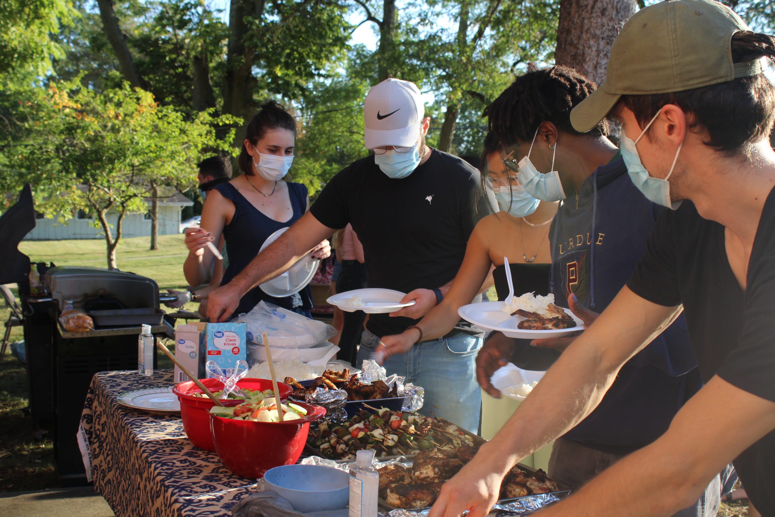 Students serve food