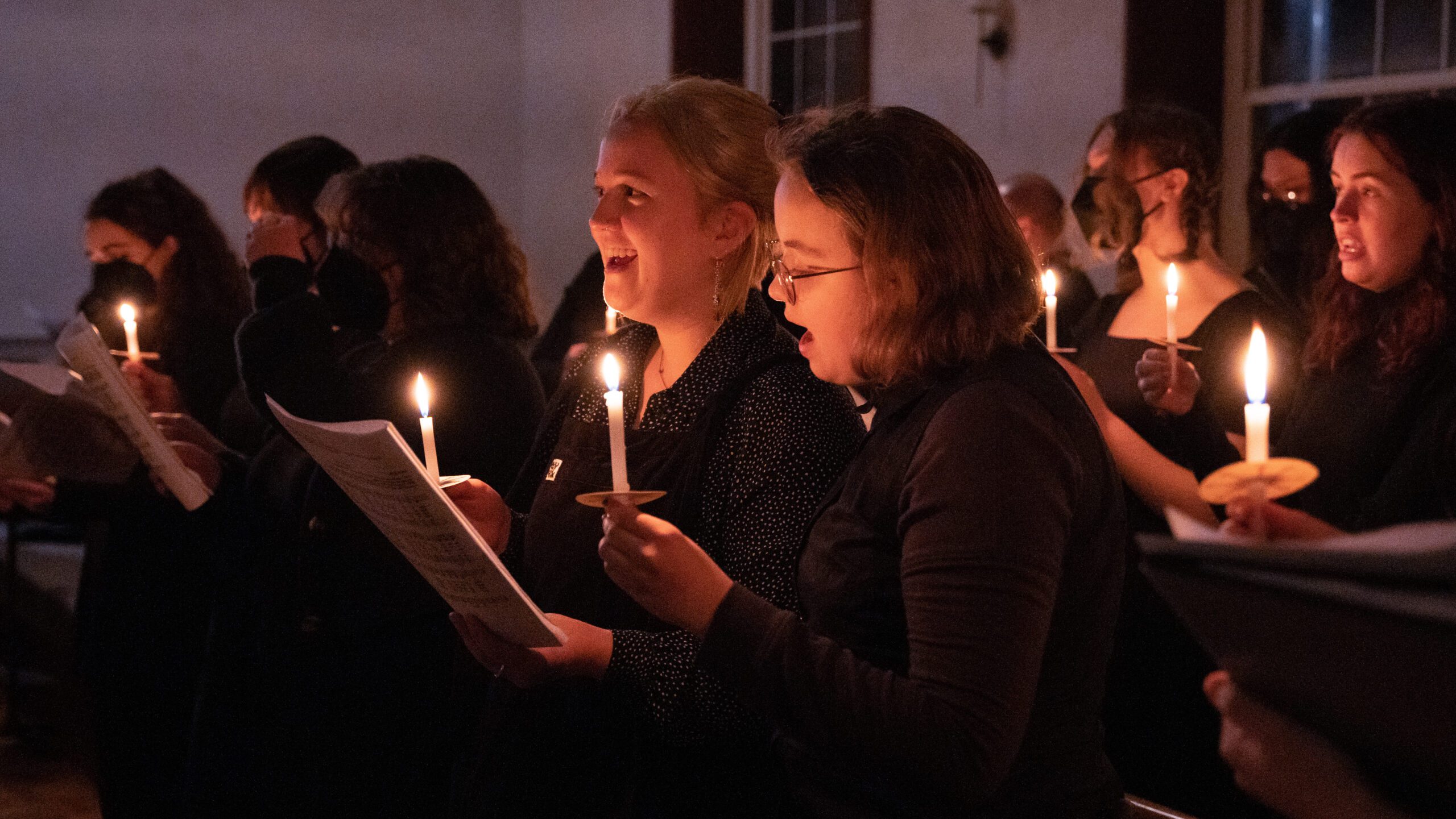 "Silent night, Holy night" is sung at the Christmas Candlelight Service.