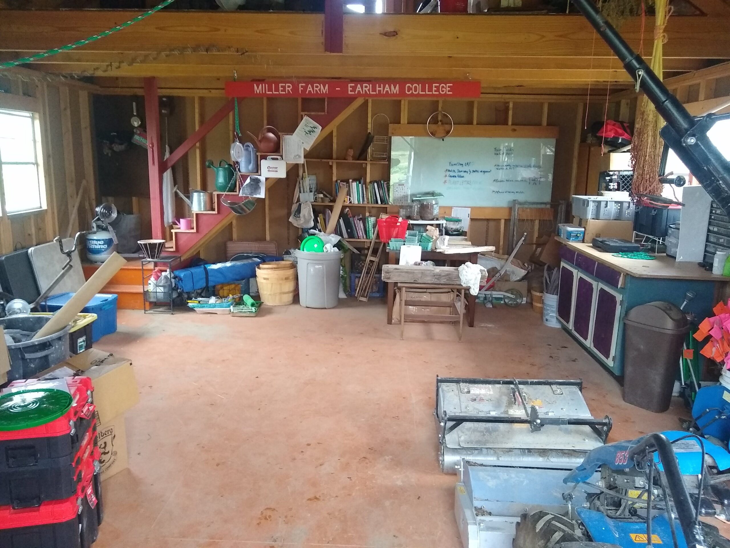 The interior of the shed at Miller Farm