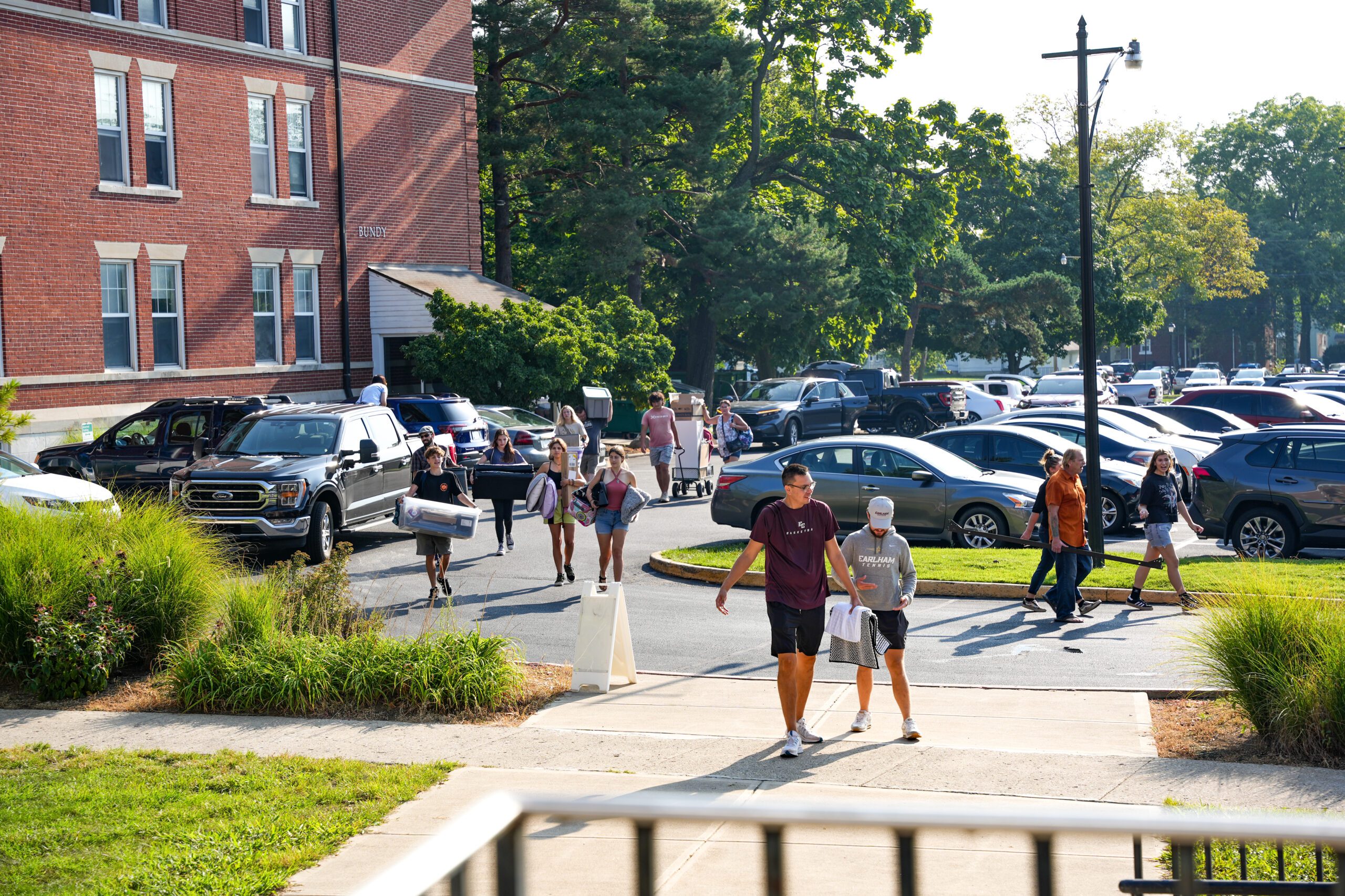 Students moving in to campus during New Student Orientation in August 2024.