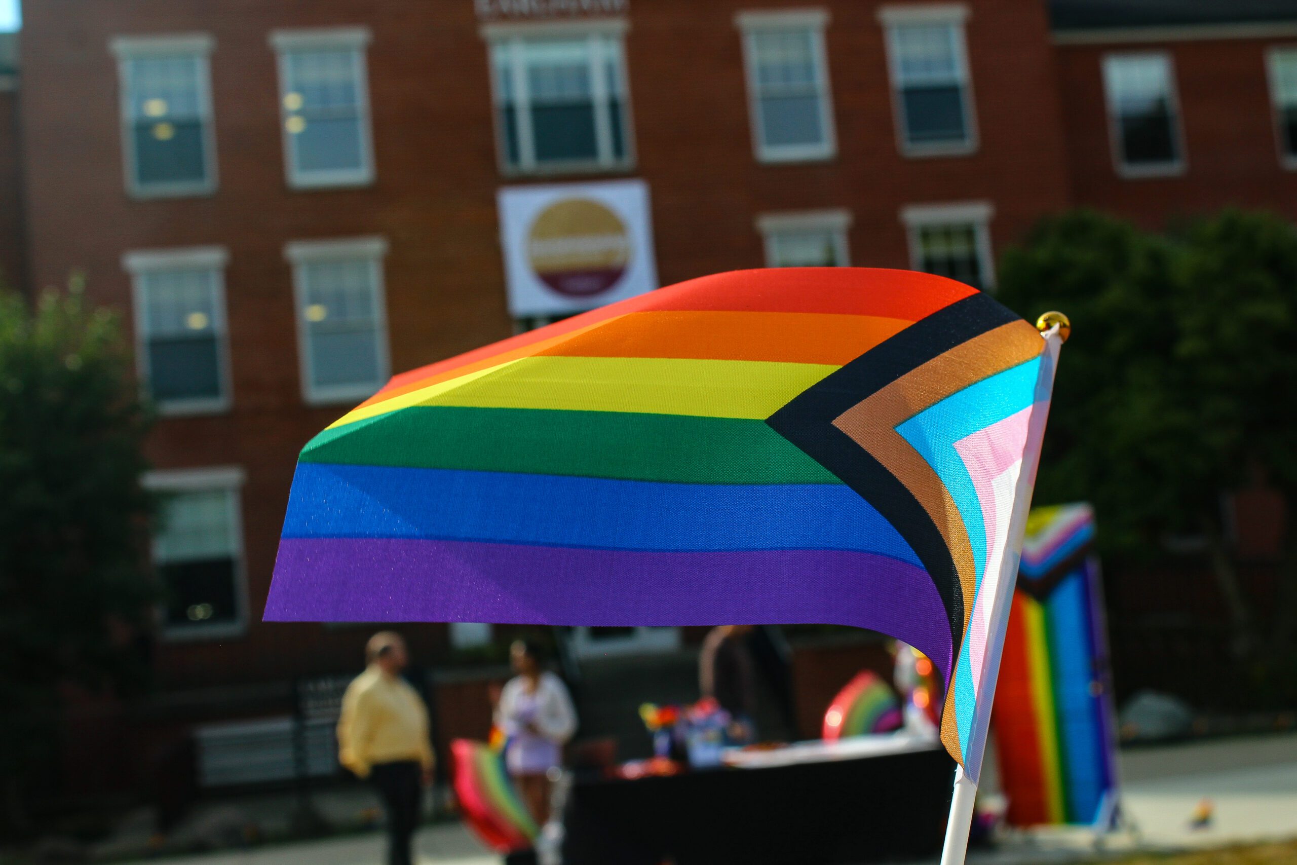 Pride flag at Earlham on National Coming Out Day