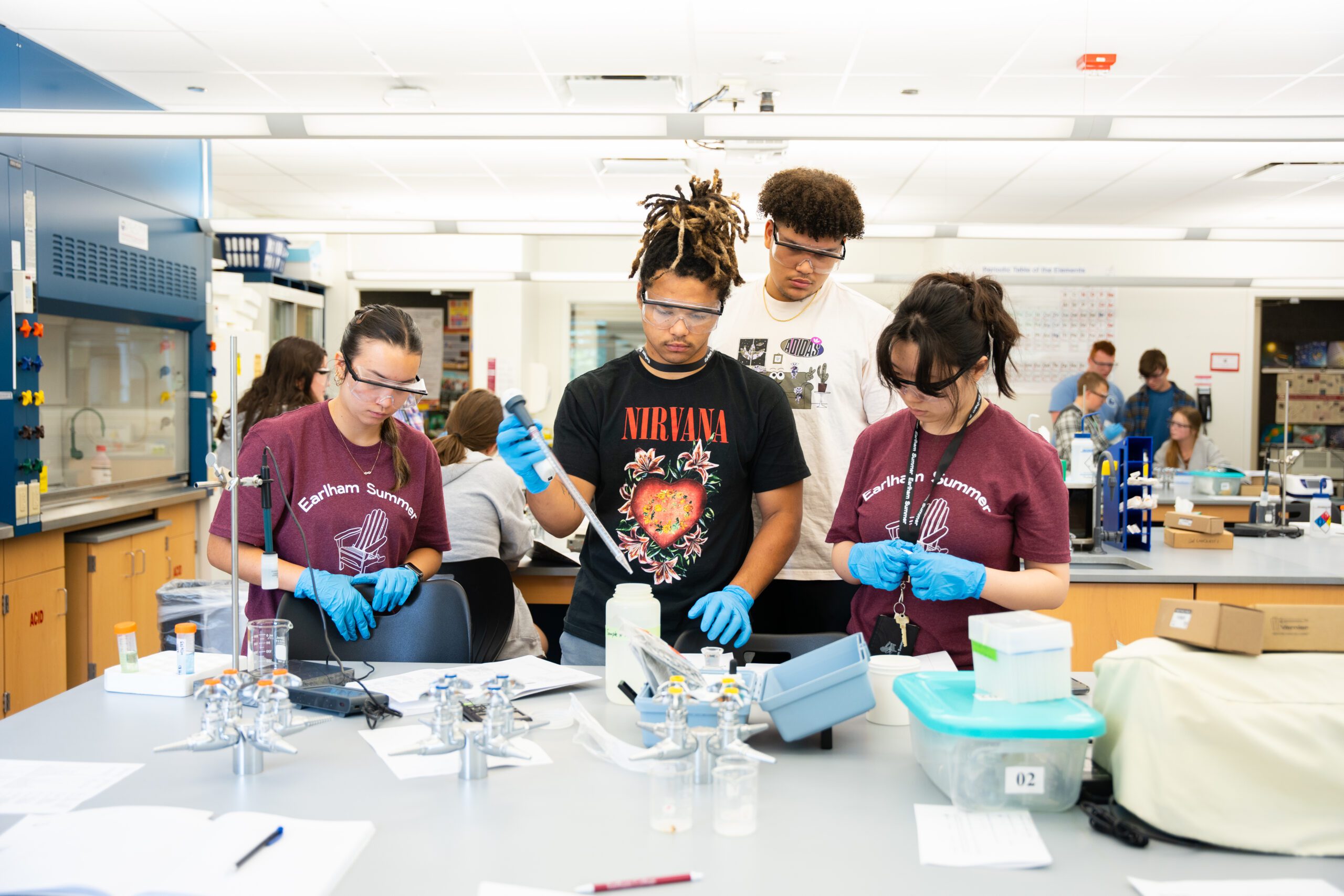 Earlham Summer students practice experiments in the lab