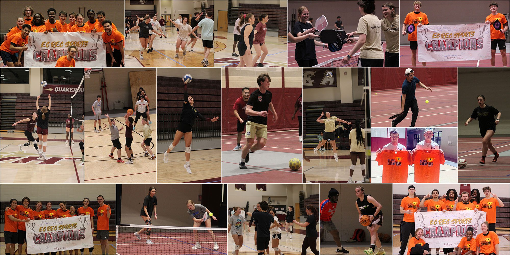 Composite of Earlham's Recreational Sports athletes