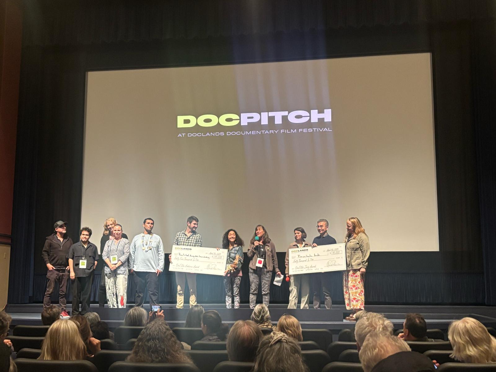 Simon Pigott wins $10,000 DocuLands DocuPitch Award.